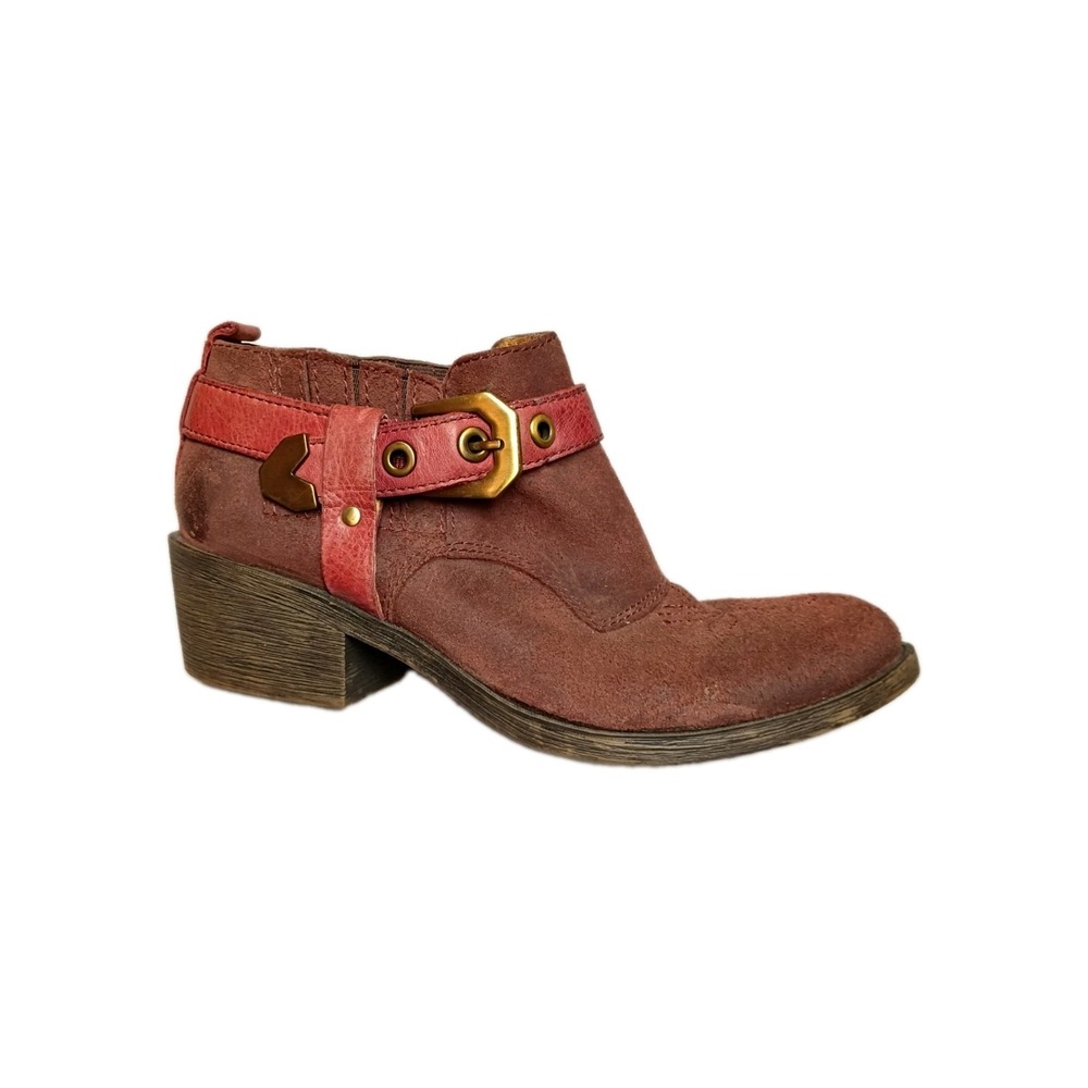 Naya Selma Burgundy Leather Ankle Boots Western Cowgirl Bootie 6M